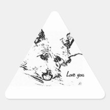 Amor de Westies, dibujo blanco y negro Calcomania De Trianguladas