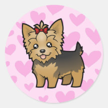 Amor de Yorkshire Terrier (pelo corto con el arco) Pegatina