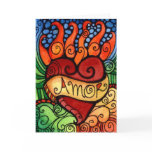 Amor Flaming Heart Day of the Dead Card Design