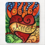 Amor / Love Flaming Heart Custom Mousepad