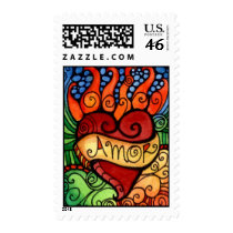 Amor / Love Flaming Heart Custom Postage