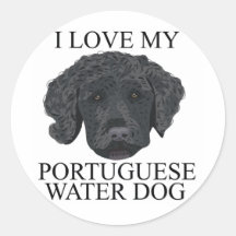 ¡Amor PORTUGUÉS del PERRO de AGUA! Etiqueta Redonda