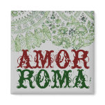 Amor Roma With Green Lace Fridge Magnet