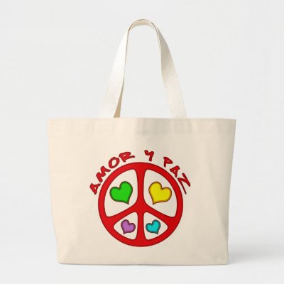 amor y paz. Amor y Paz Canvas Bags by