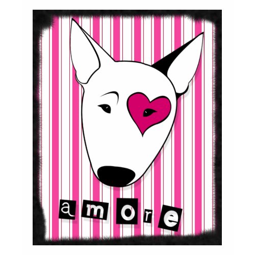 Amore I Love My Bull Terrier Retro-Look Tshirt by Julie Farrell