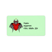 Amorous gothic Christmas bat with red heart Custom Address Label