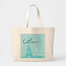 Amour Tiffany Blue French Eiffel Tower Tote Bags