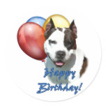 AmStaff Happy Birthday Balloon. Round Stickers