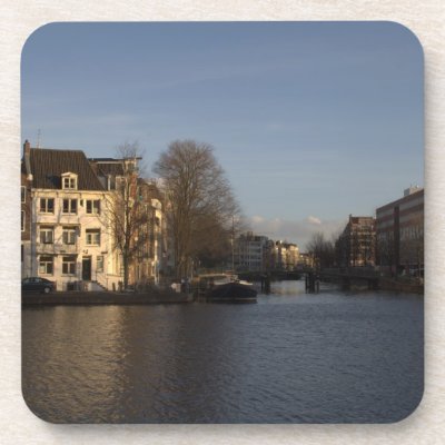Amstel River, Amsterdam Coasters by henkvk
