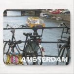 Amsterdam Bicycle, Bridge & Canal Boat Mousepad