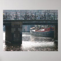 Amsterdam Canal Bicycles on Bridge Photo Poster