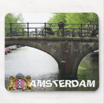 Amsterdam Canal Bridge & Bicycles Mousepad
