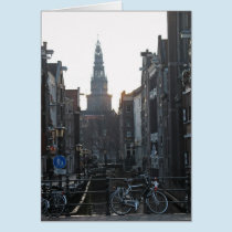 Amsterdam Canal with Bikes and Old Church Card cards
