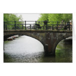 Amsterdam Canal with Bridge & Bicycles Photo Card