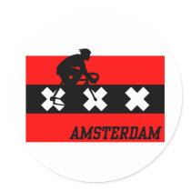 Amsterdam Cycling Male Round Stickers