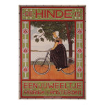 the obsticles is, vintage art, bicycle poster,