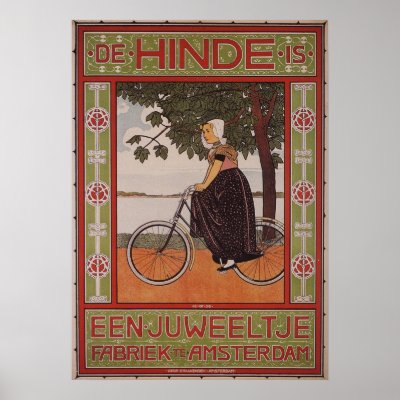 AMSTERDAM FABRIEK Vintage Art Bicycle Poster by MyOtherPlanet
