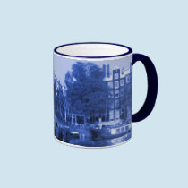 Amsterdam Holland Cityscape Delft-Blue-Look mugs