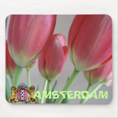 Amsterdam Pink Tulips Mousepad by hollandshop