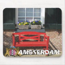Amsterdam Red Bench Dutch House Mousepad