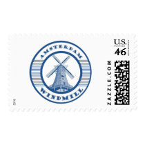 AMSTERDAM WINDMILL BLUE POSTAGE STAMP