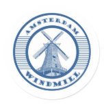 AMSTERDAM WINDMILL BLUE ROUND STICKERS
