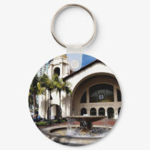 Amtrak Station And Fountain In Downtown San Diego keychains