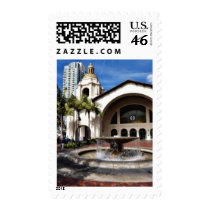 Amtrak Station And Fountain In Downtown San Diego postage by lifesphere Amtrak Station And Fountain In Downtown San Diego postage