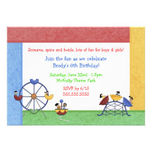 Amusement Theme Park Birthday Invitation