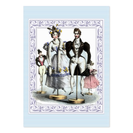 Amusing Vintage French Fashion Family of Dolls Business Cards (front side)
