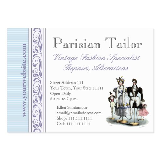 Amusing Vintage French Fashion Family of Dolls Business Cards (back side)