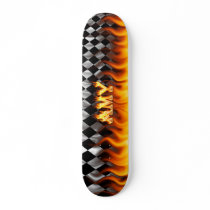 Amy skateboard fire and flames design.