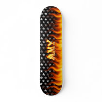 Amy skateboard fire and flames design.