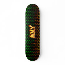 Amy skateboard fire and flames design.