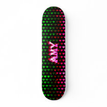 Amy skateboard pink fire and flames design