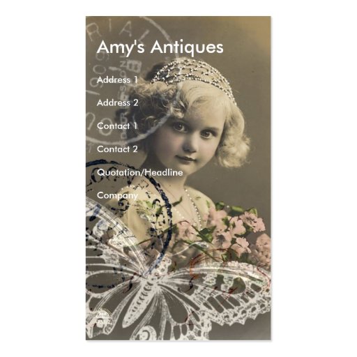 Amy's Antiques Business Card (front side)