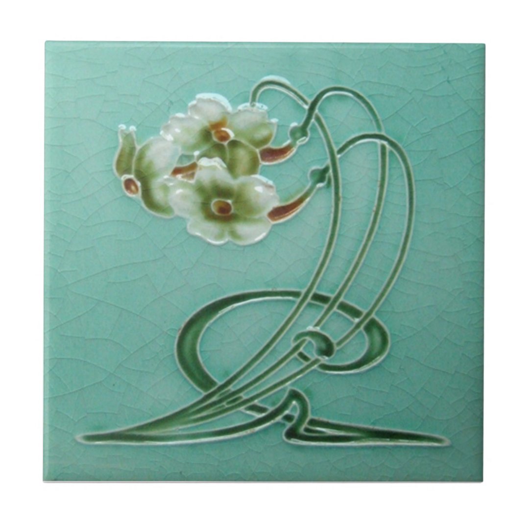 AN033 Art Nouveau Reproduction Antique Tile Zazzle