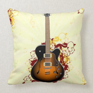 An Abstract Guitar Throw Pillows