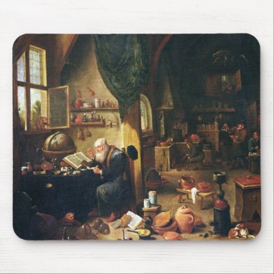 An Alchemist in his Workshop Mousepad by bridgemanart