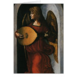 An Angel in Red with a Lute by Leonardo da Vinci Greeting Cards