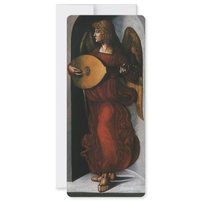 An Angel in Red with a Lute by Leonardo da Vinci Personalized Announcement by MasterpieceCafe