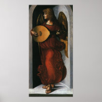 An Angel in Red with a Lute by Leonardo da Vinci Print
