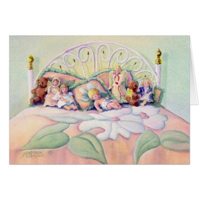 AN ANGEL on my BED by SHARON SHARPE Greeting Cards by sharonsharpe
