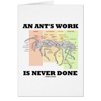 An Ant's Work Is Never Done (Worker Ant Anatomy) zazzle_card