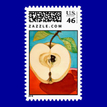 an apple a day ..watercolor postage