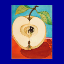 an apple a day ...watercolor postcards