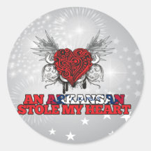An Arkansan Stole my Heart Round Stickers