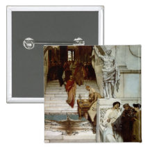 An Audience at Agrippa's, 1875 (oil on canvas) Pinback Button