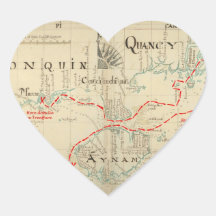 An Authentic 1690 Pirate Map (with embellishments) Heart Stickers