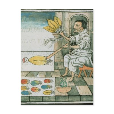 An Aztec feather artisan Post Card by bridgemanart